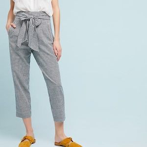 Anthropologie Gingam High Waist Tapered Pants